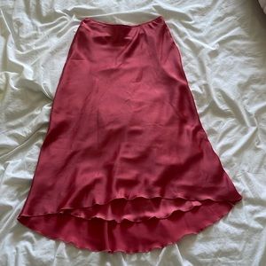 Abercrombie & Fitch Elastic Band Pink Midi Satin Skirt